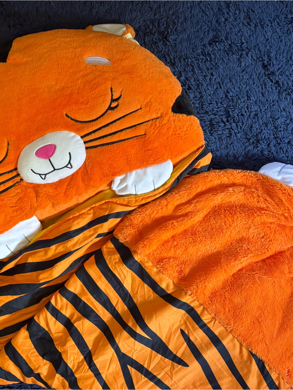 HAPPY NAPPER Kids Orange Tiger Sleeping Bag Plush Head